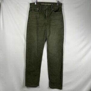 American Eagle Jeans Womens 4 Regular Green 90's Straight Stretch Pants Corduroy